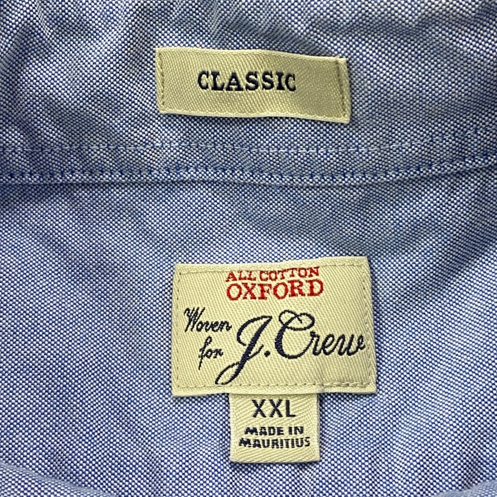 J. Crew Button Down Shirt XXL Short Sleeve Oxford Cotton Classic Fit Blue - Picture 3 of 9